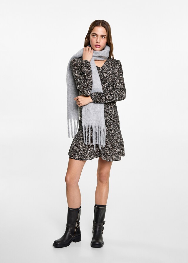 Mango Gekräuseltes Printkleid Saisonschlussverkauf