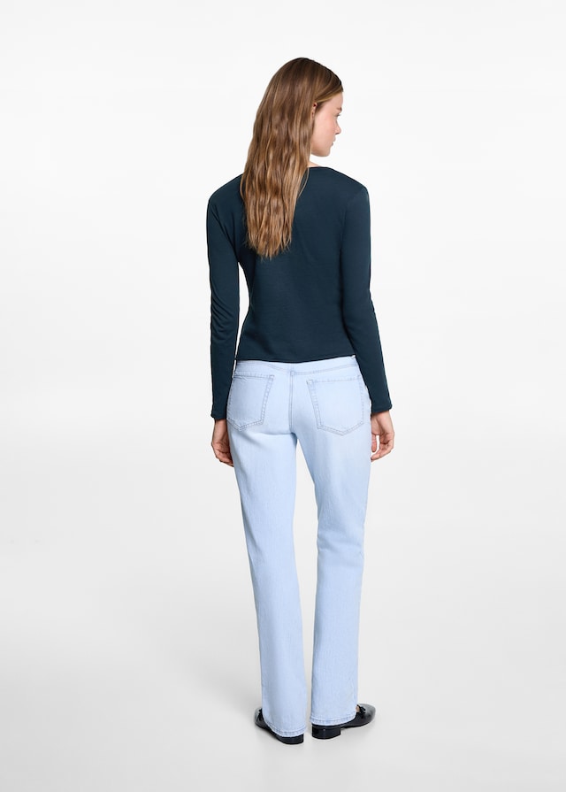 Mango Langärmliges T-Shirt mit Knöpfen Top Angebot