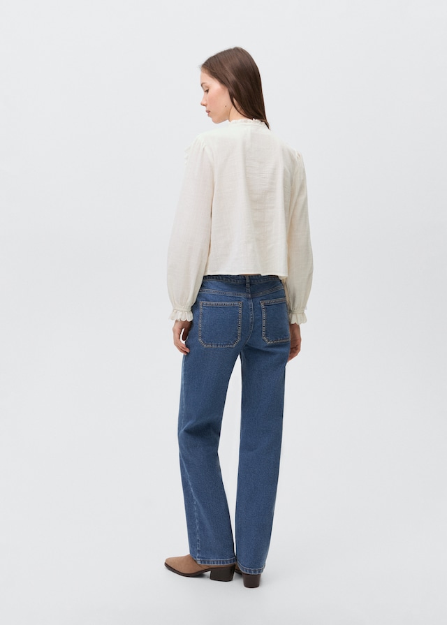 Mango Geraffte Bluse mit Rüschen Blitzangebot