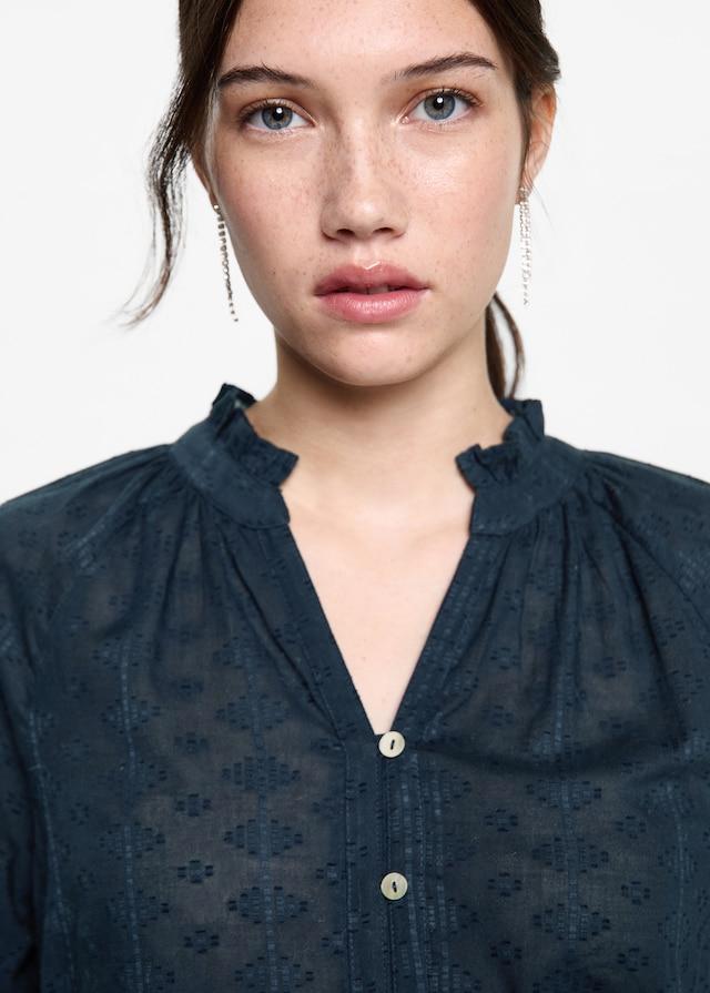 Mango Strukturierte Bluse bestickt Große Rabatte