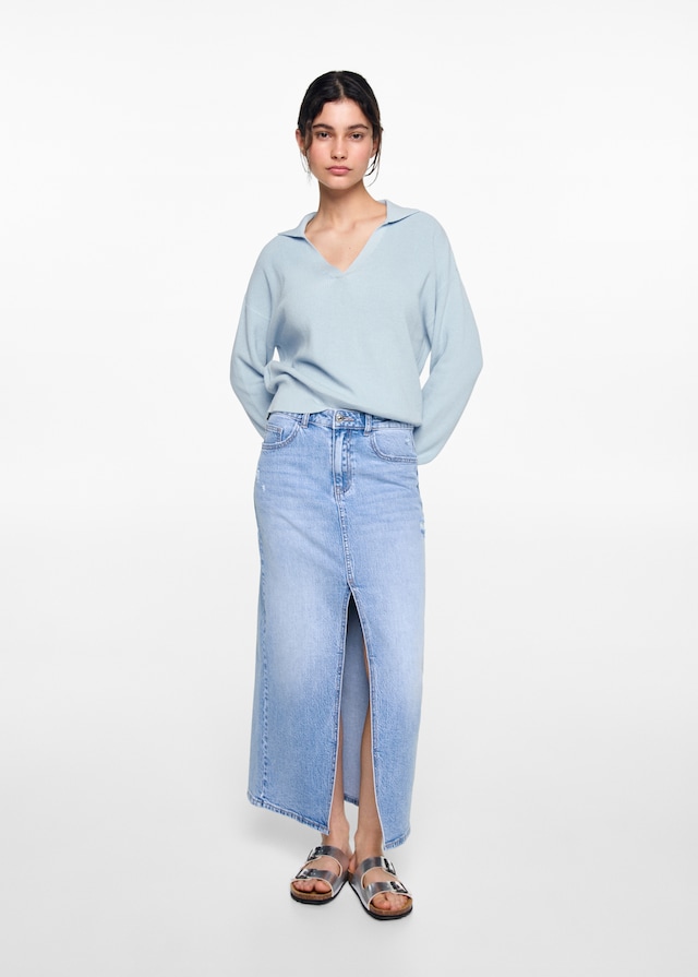 Mango Pullover mit Polo-Kragen Neueste Stile