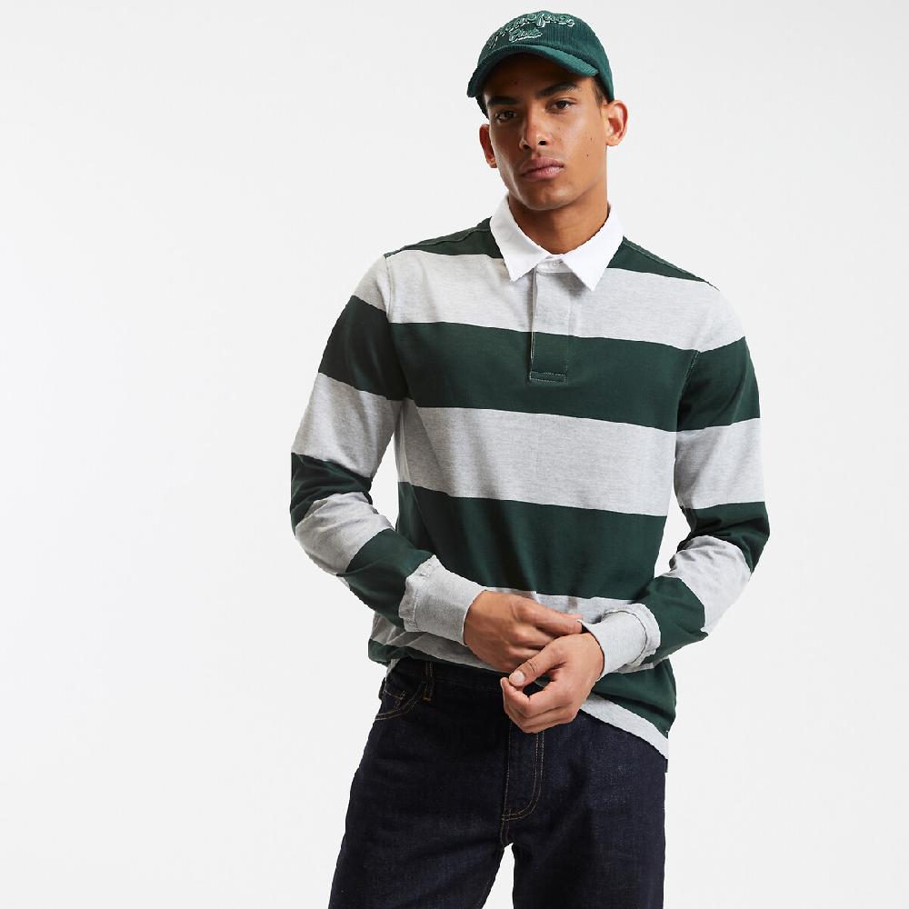 laredoute Gestreiftes Poloshirt lange Ärmel grau grün gestreift LA REDOUTE COLLECTIONS laredoute Gestreiftes Poloshirt lange Ärmel grau grün gestreift LA REDOUTE COLLECTIONS