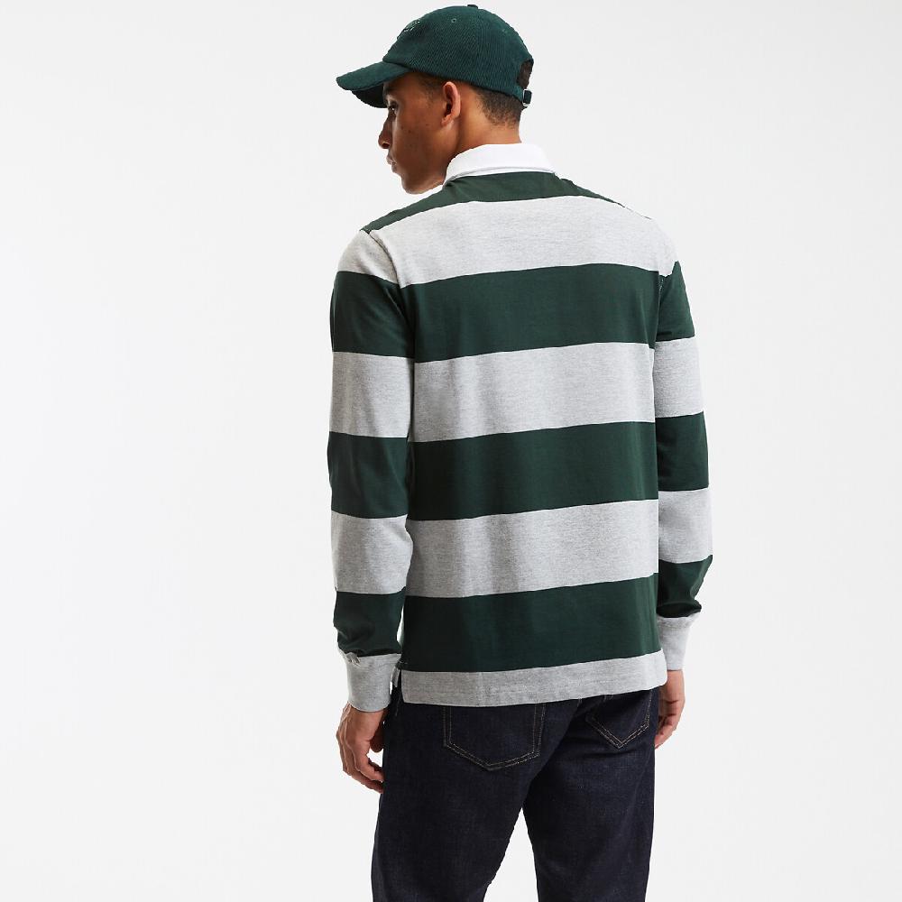 laredoute Gestreiftes Poloshirt lange Ärmel grau grün gestreift LA REDOUTE COLLECTIONS Jubiläumsangebot