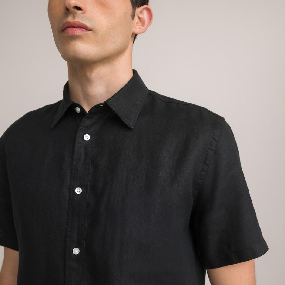 laredoute Kurzärmeliges Leinenhemd Regular-Fit schwarz LA REDOUTE COLLECTIONS laredoute Kurzärmeliges Leinenhemd Regular-Fit schwarz LA REDOUTE COLLECTIONS