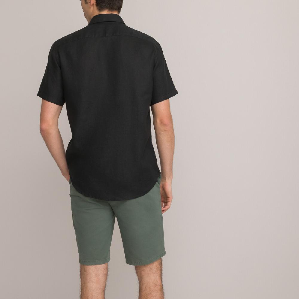 laredoute Kurzärmeliges Leinenhemd Regular-Fit schwarz LA REDOUTE COLLECTIONS Exklusive Angebote