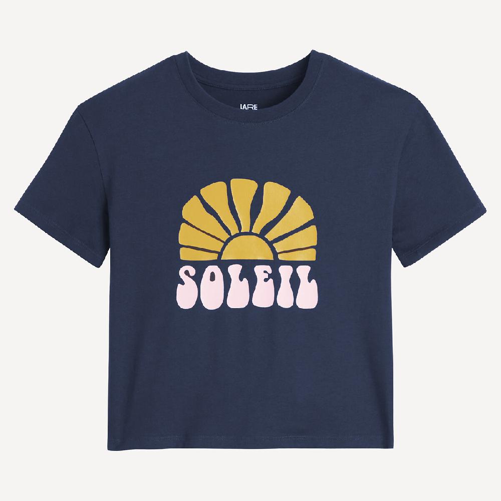 laredoute T-Shirt mit rundem Ausschnitt & Sonnen-Print marine LA REDOUTE COLLECTIONS Sonderangebote