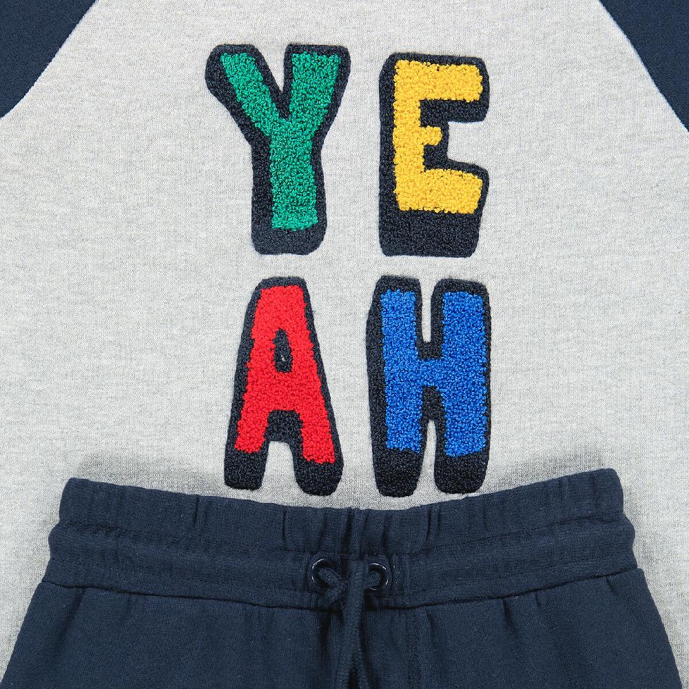 laredoute Pyjama aus Sweatware mit gestickter Frotteeschrift blau/grau LA REDOUTE COLLECTIONS Letzte 3 Tage