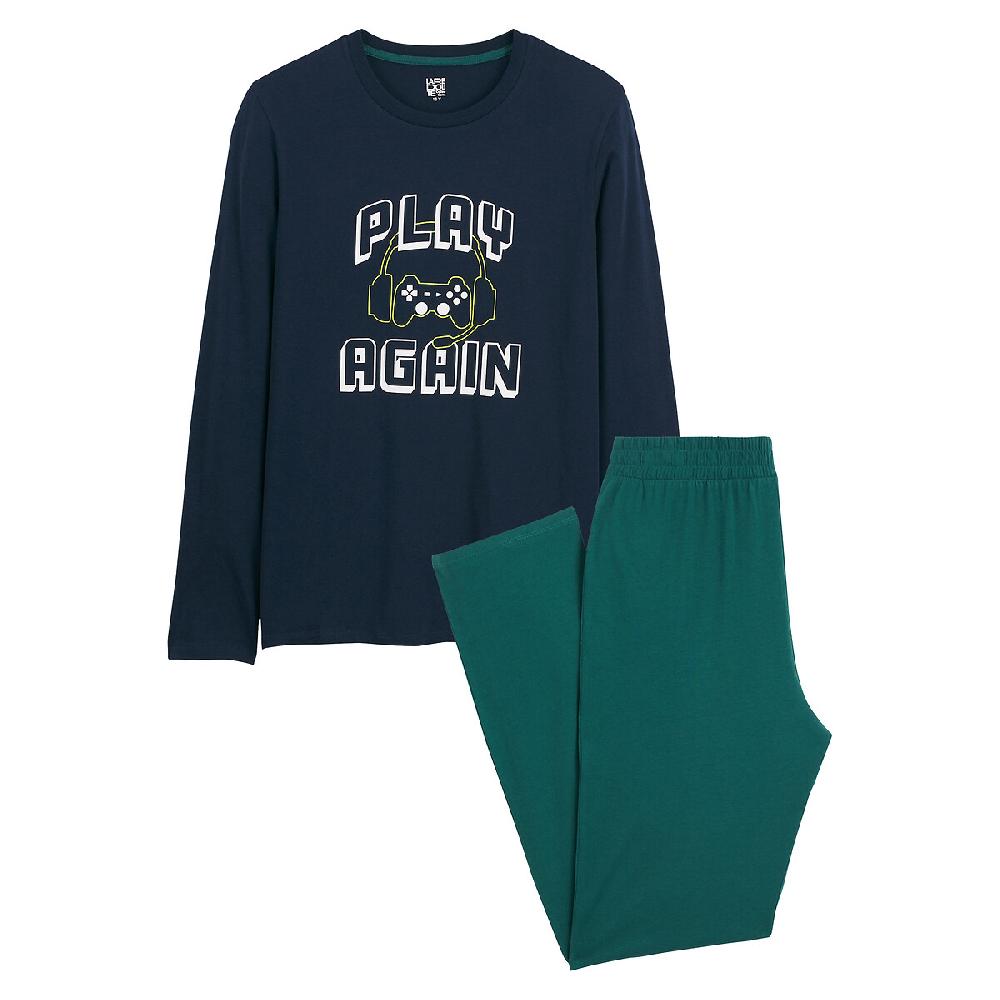 laredoute Pyjama aus Jersey mit Gaming-Aufdruck marine/grün LA REDOUTE COLLECTIONS Fabrikladen