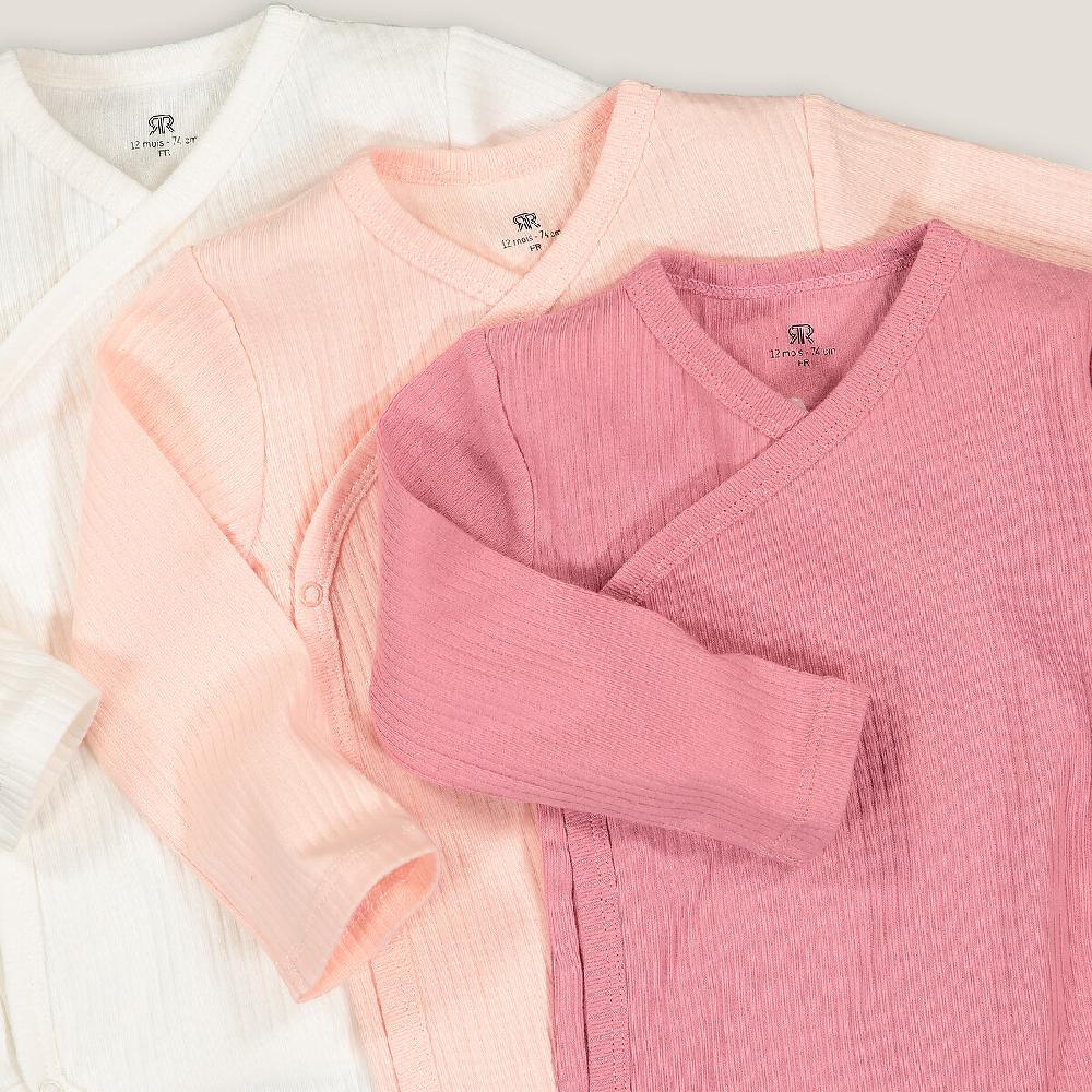 laredoute 3er-Pack Bodys für Neugeborene aus Bio-Baumwolle ecru + rosa LA REDOUTE COLLECTIONS Rabatte dieses Monats