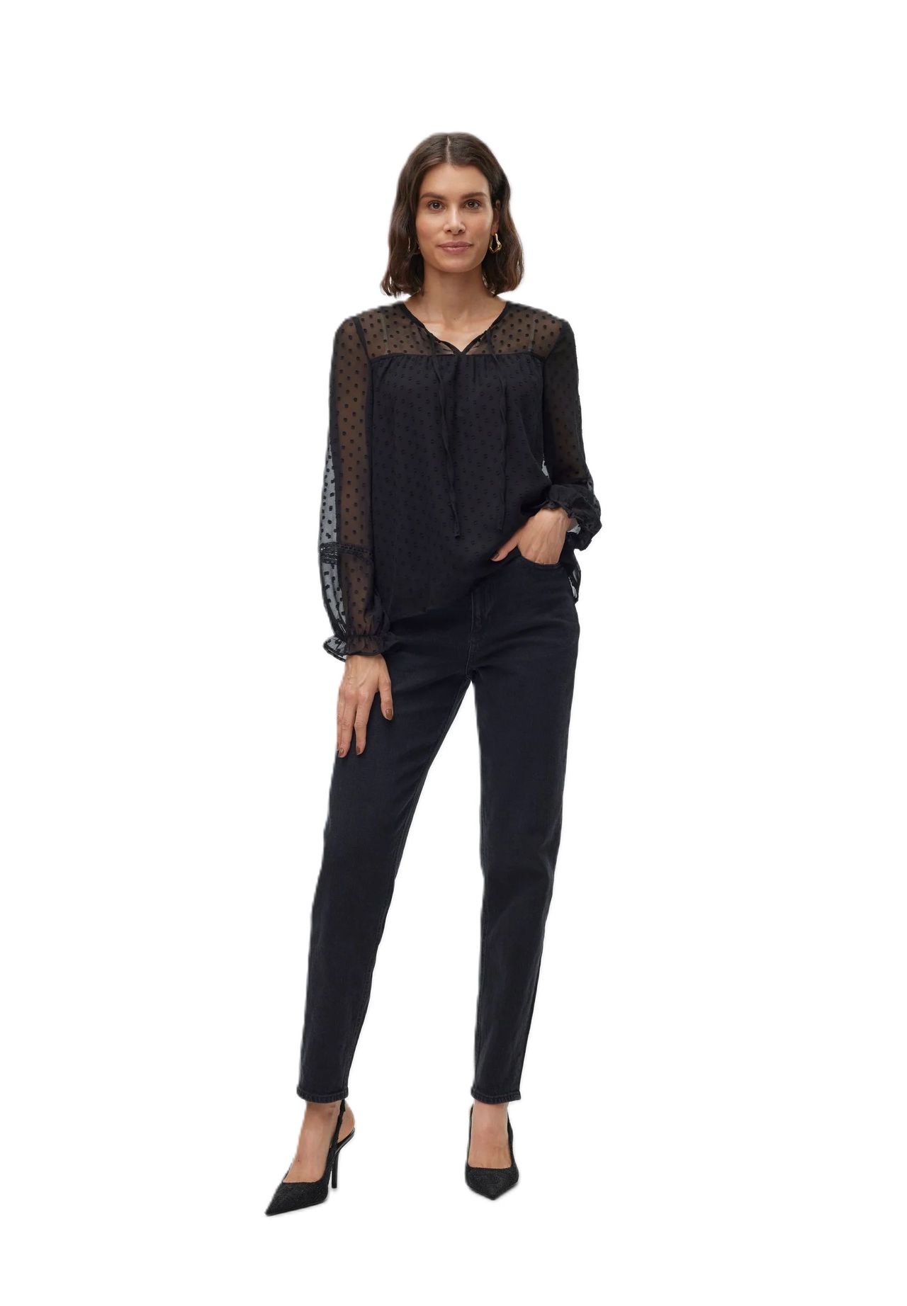 VERO MODA® Shirtbluse "Leah" Schlüsselloch-Ausschnitt für Damen Tägliche Deals