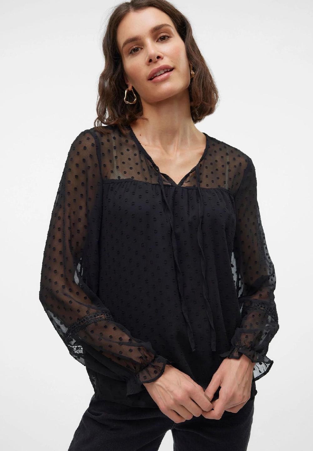 VERO MODA® Shirtbluse "Leah" Schlüsselloch-Ausschnitt für Damen Tägliche Deals