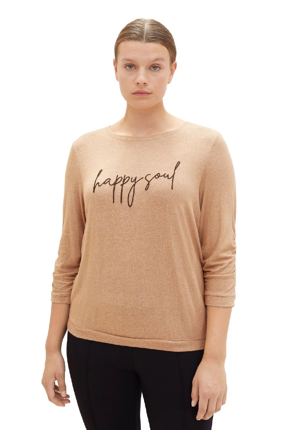 TOM TAILOR plus Shirt 3/4-Arm Melange Raffung für Damen Sonderangebot