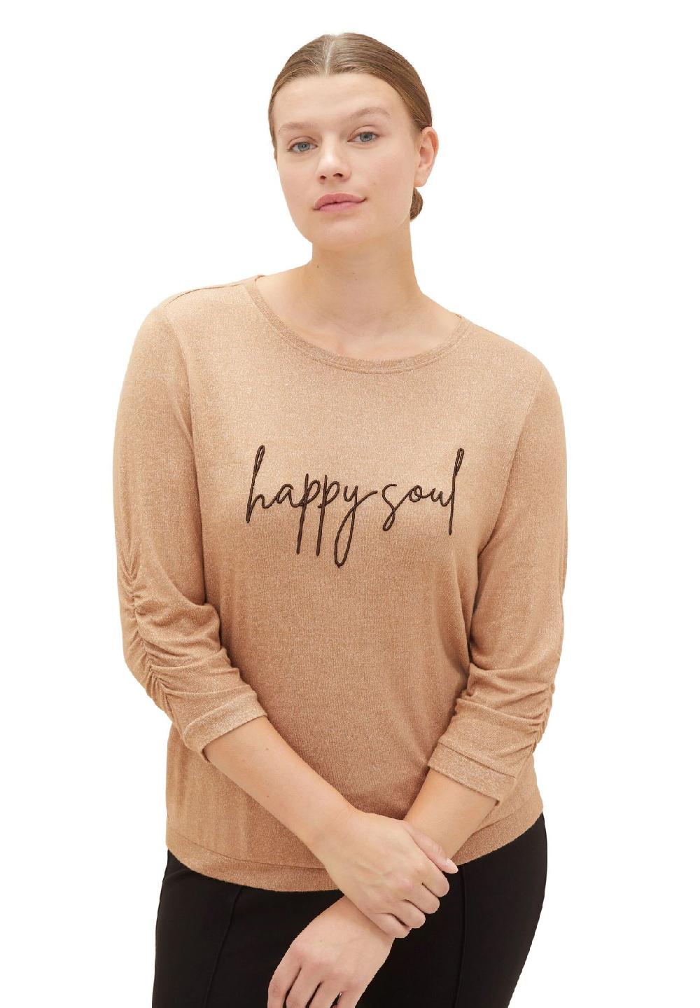 TOM TAILOR plus Shirt 3/4-Arm Melange Raffung für Damen Sonderangebot