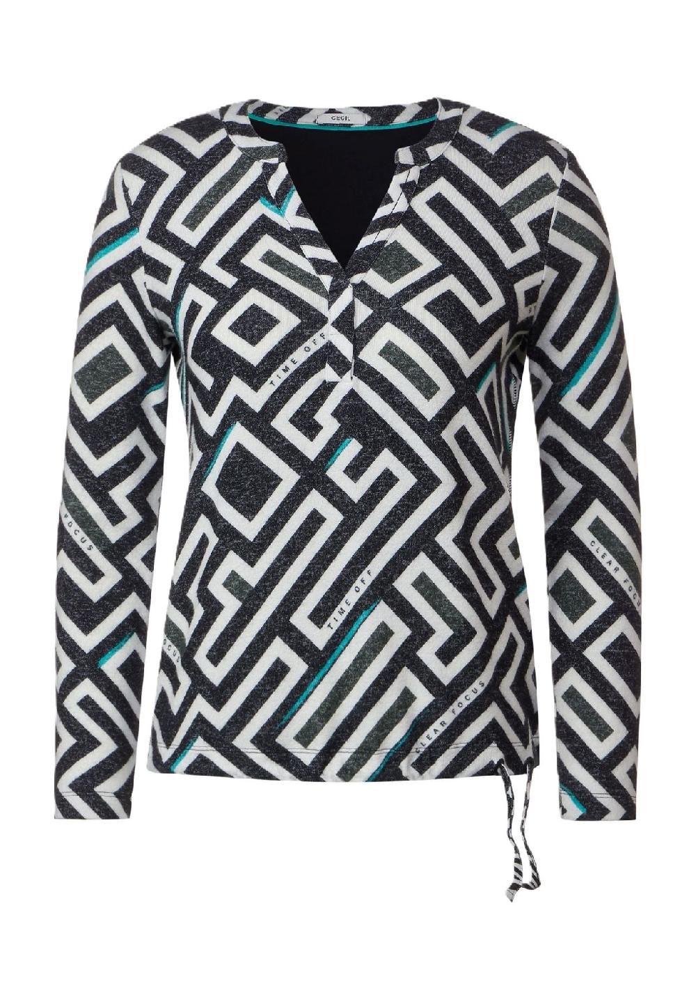 CECIL Tunikashirt Split-Neck grafisch für Damen Fabrik Onlineshop