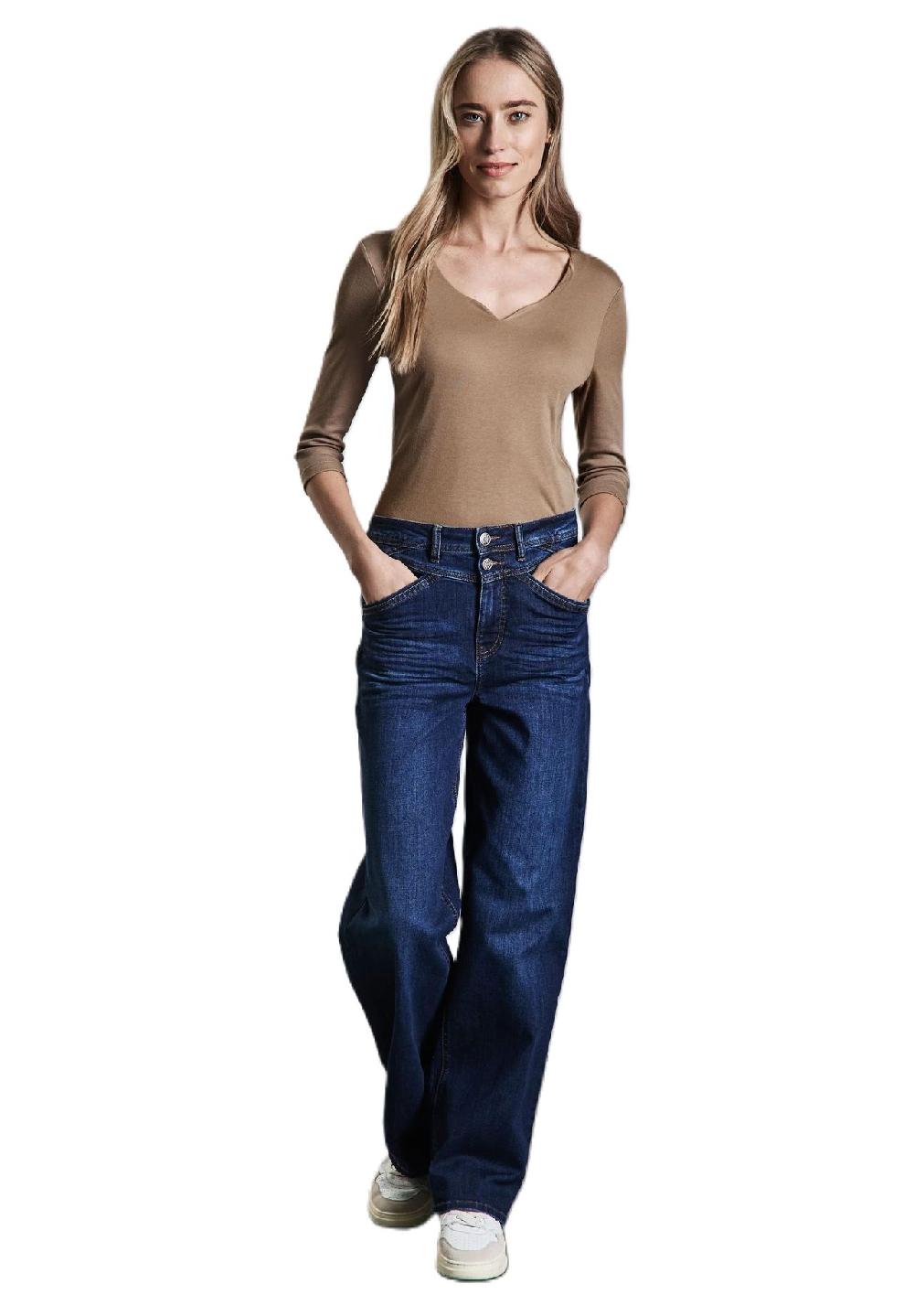 Street One T-Shirt 3/4-Arm Herzausschnitt für Damen Fabrik Onlineshop