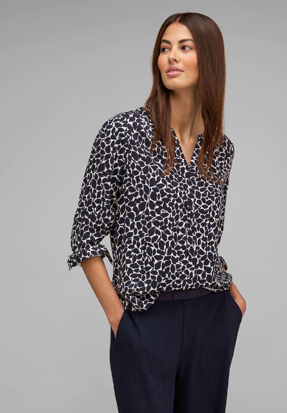 Street One Shirtbluse Split-Neck Langarm für Damen 50% Rabatt mit kostenlosem Versand