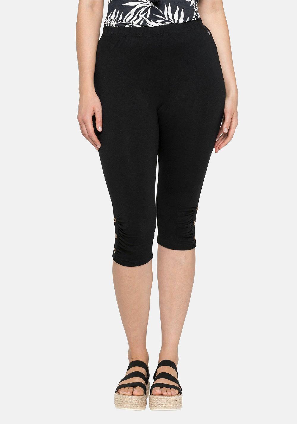 sheego Leggings mit Raffung und Deko-Knöpfen am Saum Valentinstagsangebot