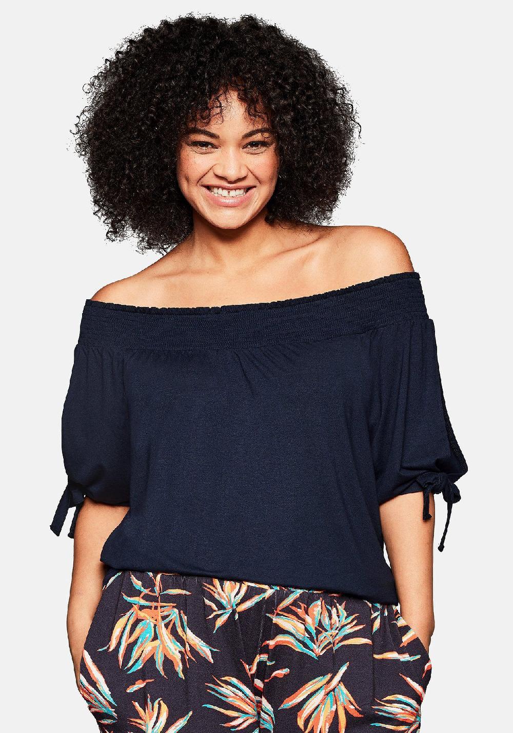 sheego Carmenshirt mit Smokeinsatz Neuheiten