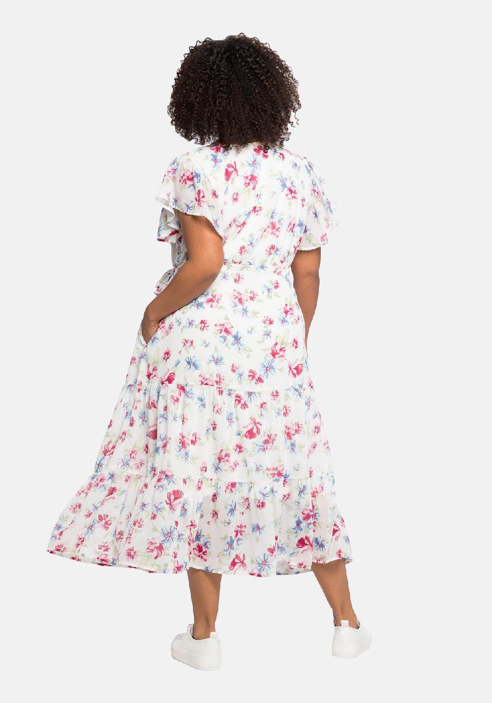 sheego by JoeBrowns Chiffonkleid mit Blumendruck und Bindegürtel Letzte 2 Tage