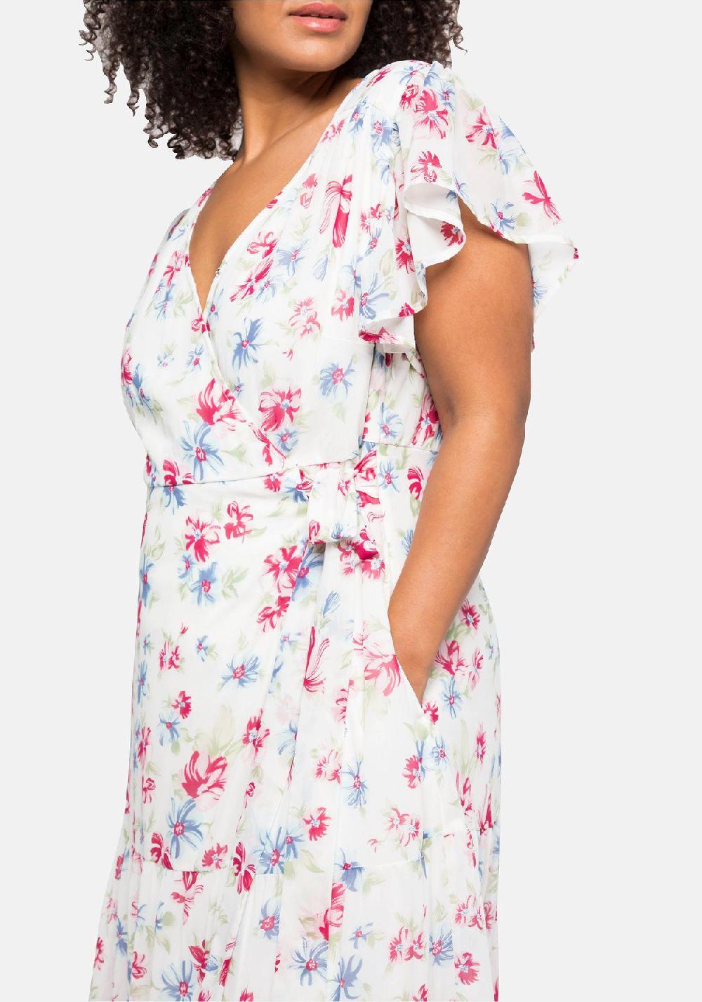 sheego by JoeBrowns Chiffonkleid mit Blumendruck und Bindegürtel Letzte 2 Tage