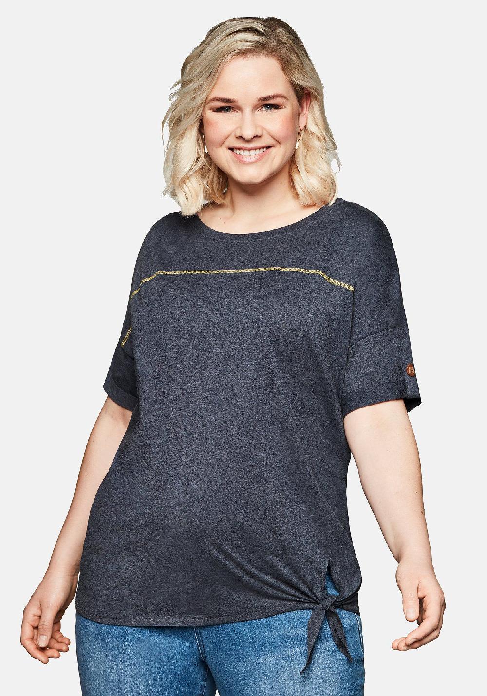 sheego Shirt mit Ziernaht und Knotendetail am Saum Kostenloser Versand international