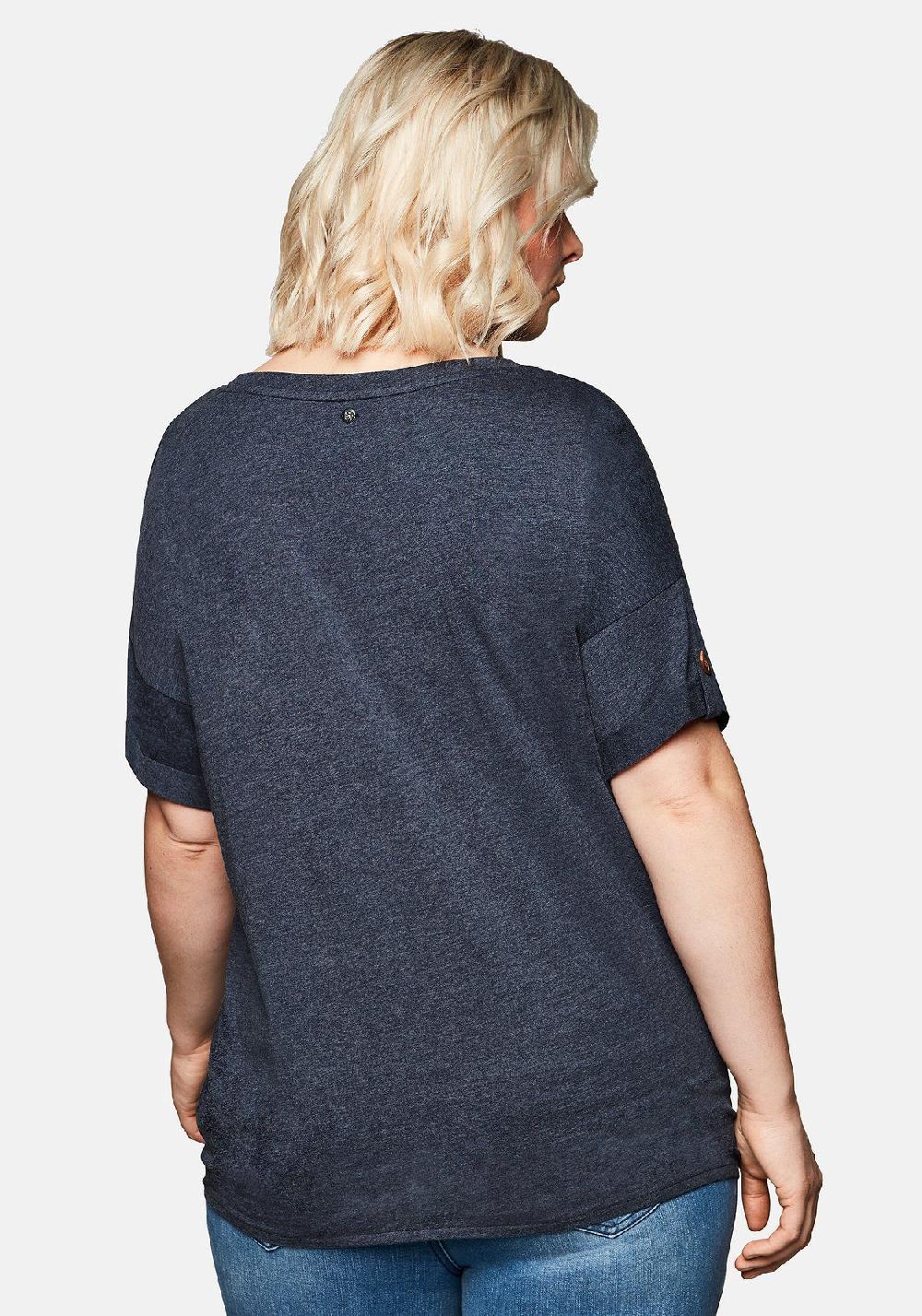 sheego Shirt mit Ziernaht und Knotendetail am Saum Kostenloser Versand international