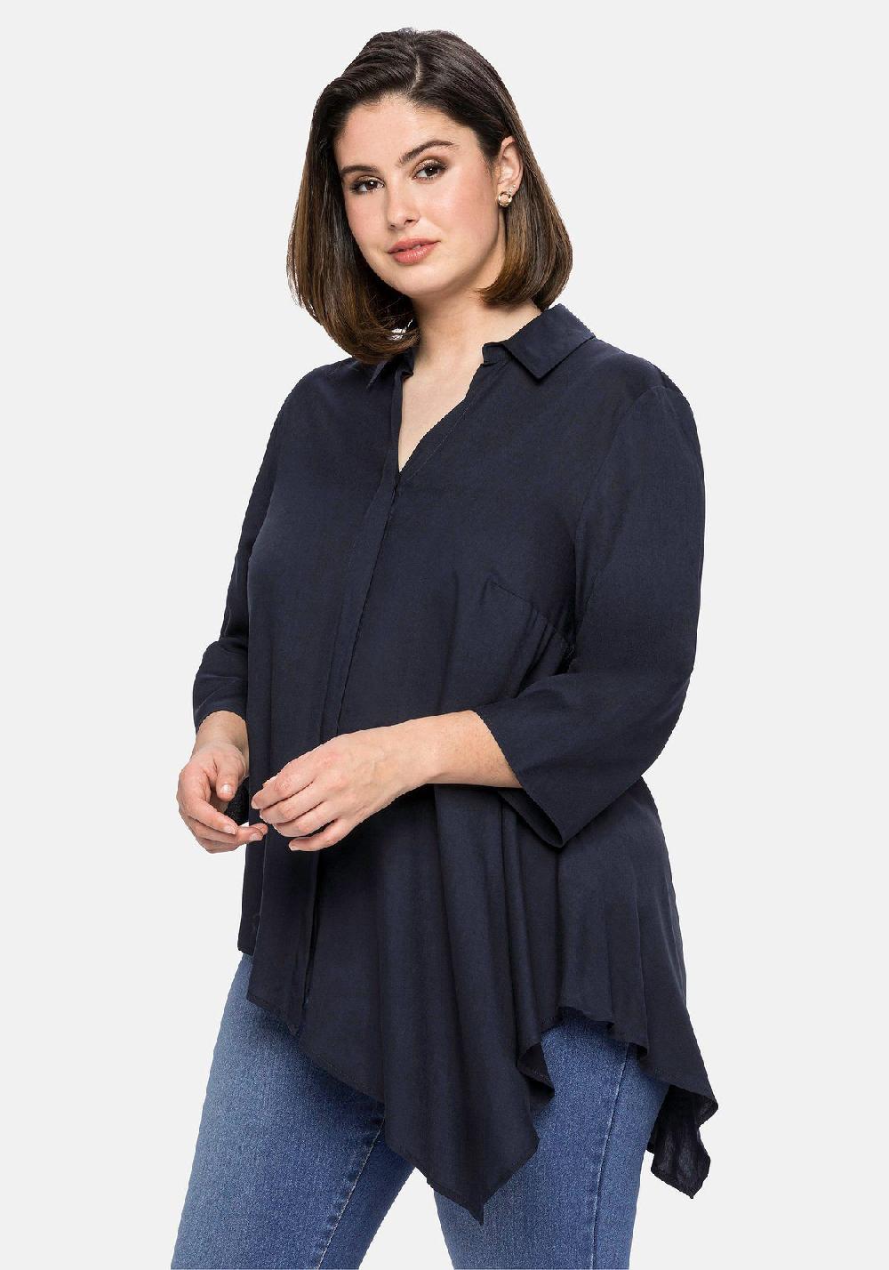 sheego Bluse mit asymmetrischem Saum in Zipfelform Speichern exportieren