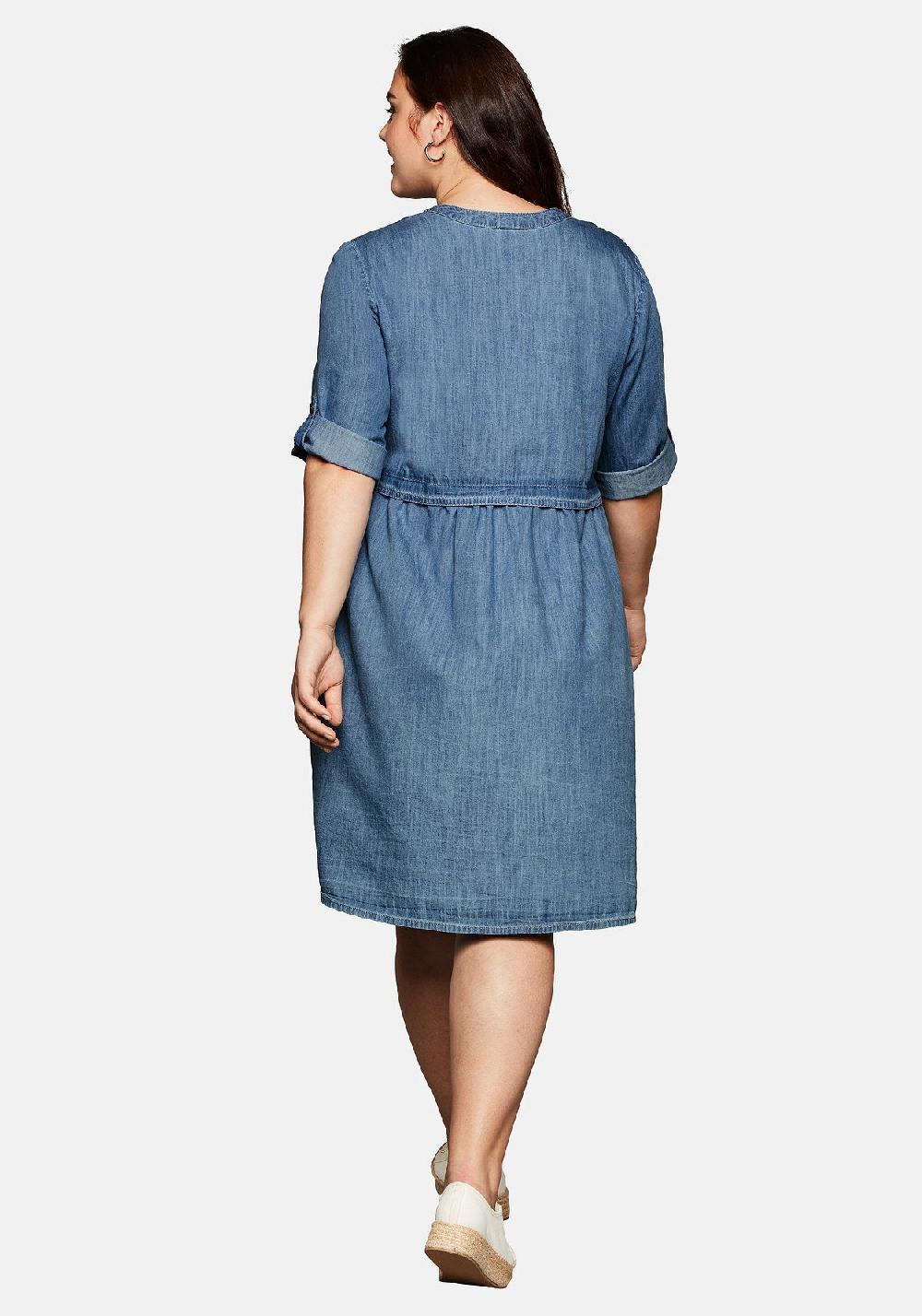 sheego Jeanskleid mit Knopfleiste und hoher Taille Im Verkauf