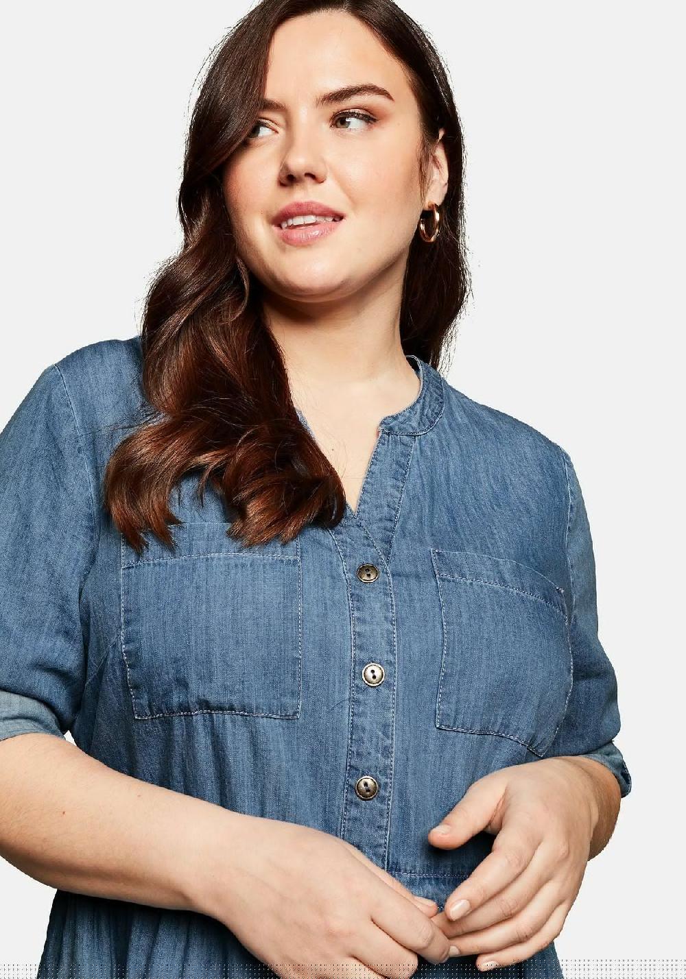 sheego Jeanskleid mit Knopfleiste und hoher Taille Im Verkauf