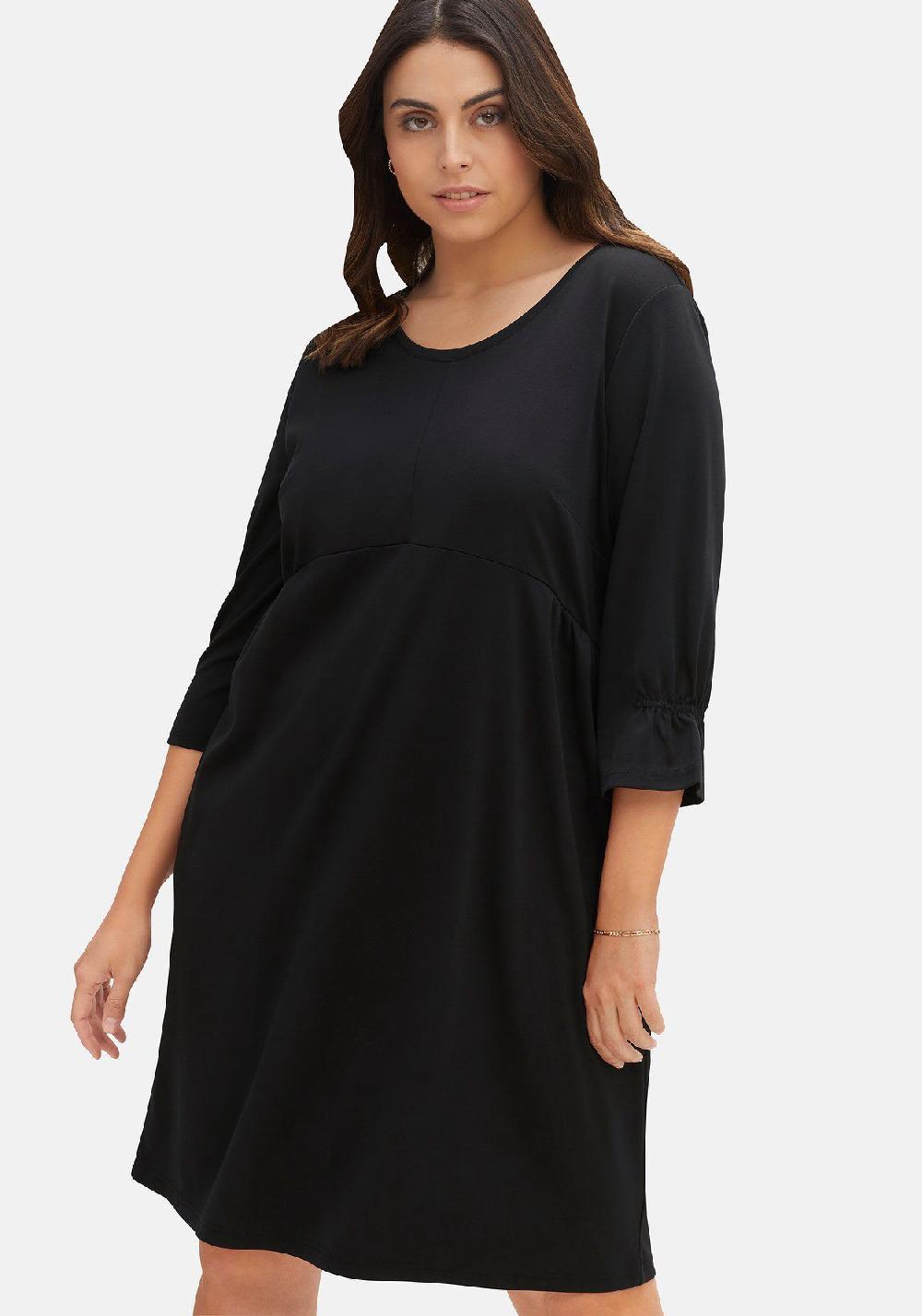 sheego Shirtkleid mit gerafften 3/4-Ärmeln 50% Rabatt für begrenzte Zeit