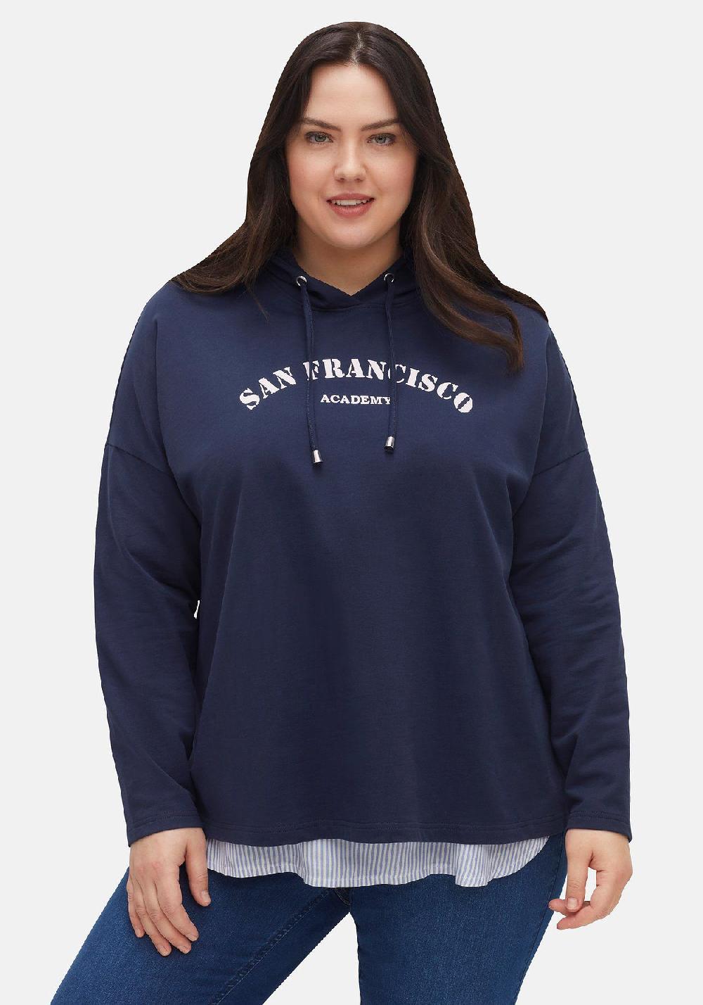 sheego Kapuzensweatshirt mit Frontdruck in A-Linie Online