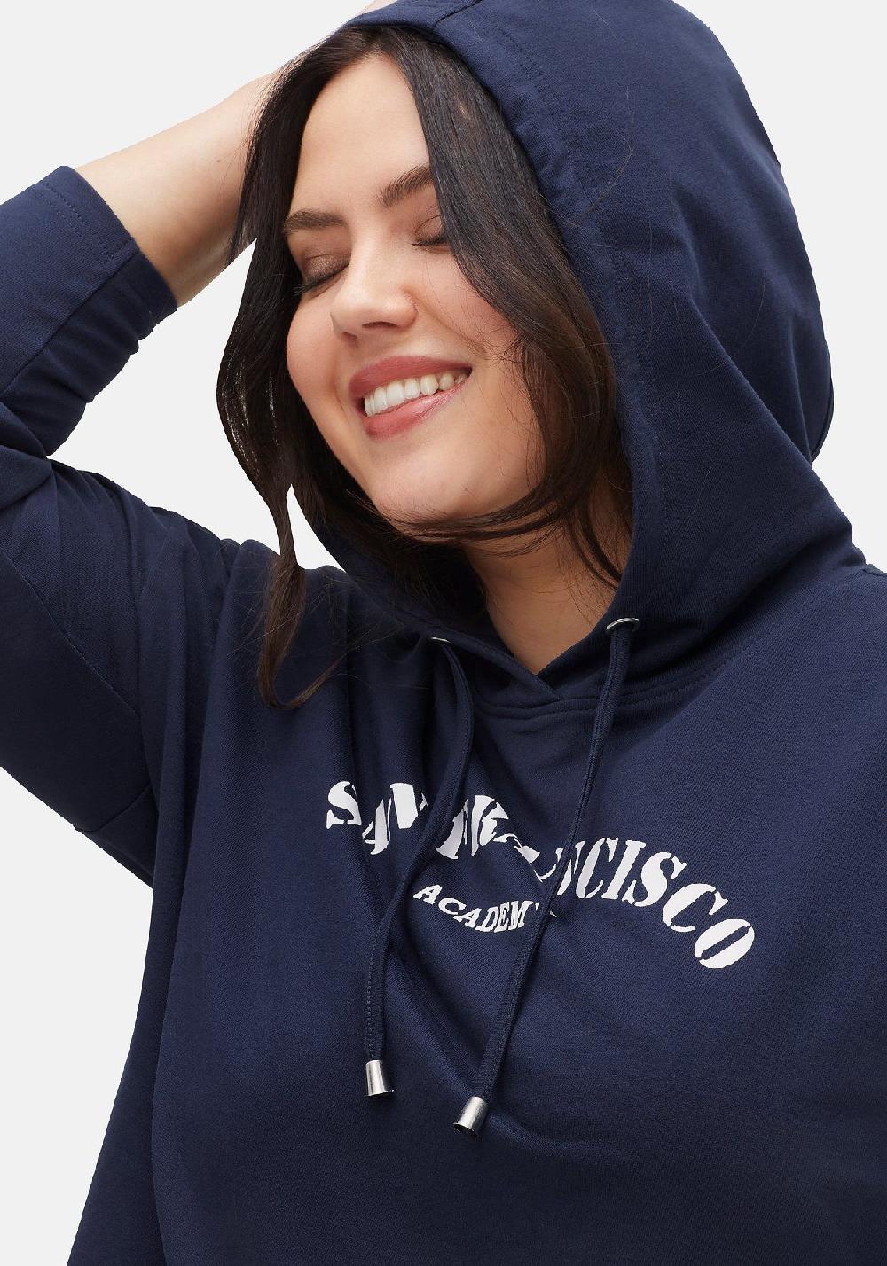 sheego Kapuzensweatshirt mit Frontdruck in A-Linie Online