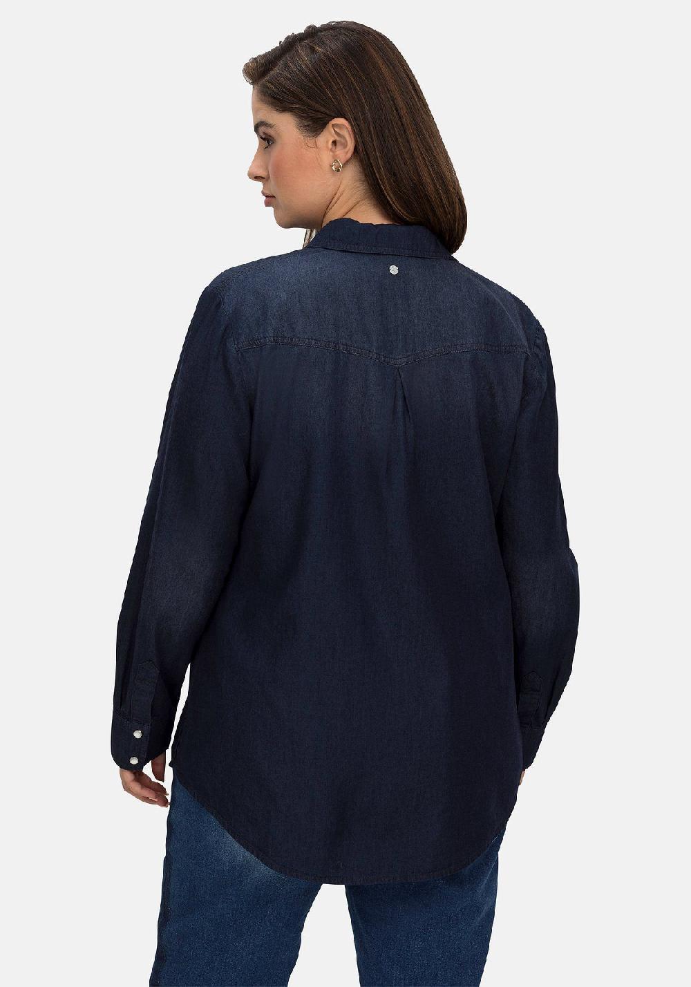 sheego Jeansbluse mit Knopfleiste und Brusttaschen Auslauf