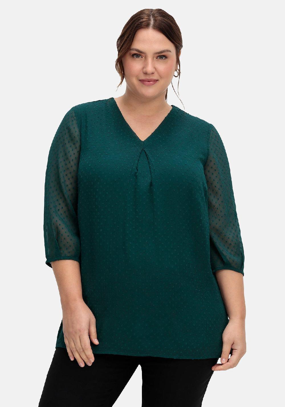 sheego Tunika mit Chiffon-Ärmeln und eingewebtem Muster Blitzverkäufe