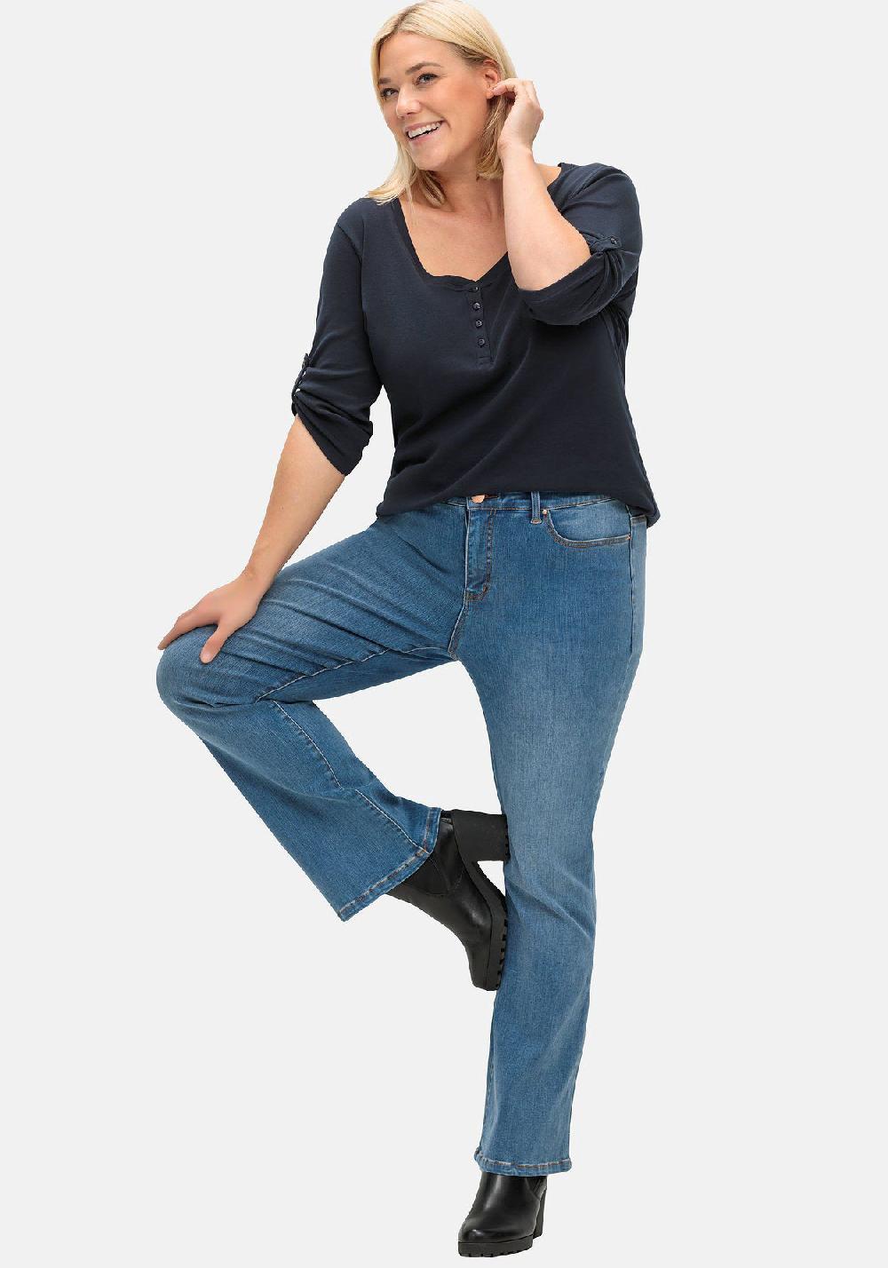 sheego Bootcut Stretch-Jeans mit Bodyforming-Effekt mit Bodyforming-Effekt Kostenloser Versand