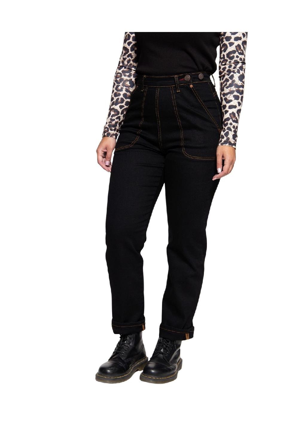 QUEEN KEROSIN High-Waist-Jeans im Selvedge-Stil Kauf eins, bekomm eins gratis