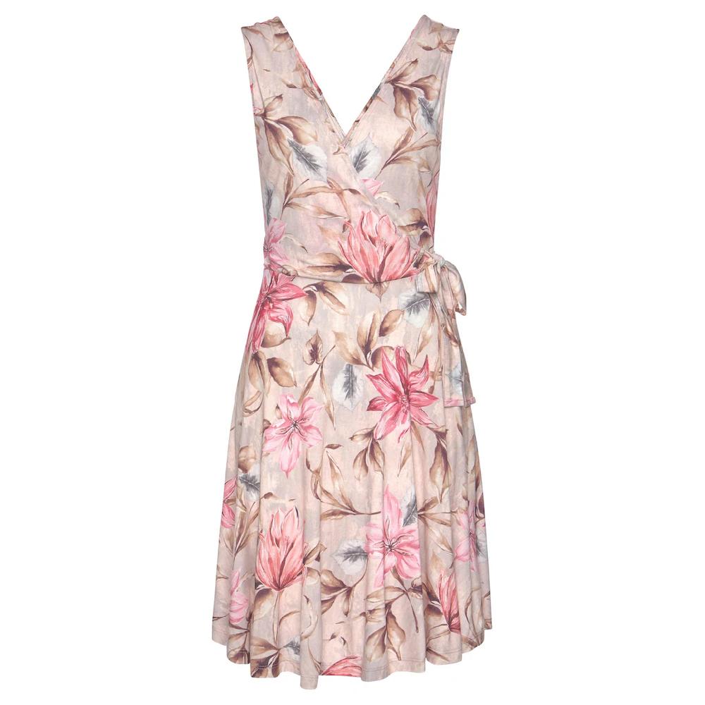 s.Oliver Druckkleid mit Bindeschleife seitlich bequemes Wickelkleid Sommerkleid Vatertagsangebot