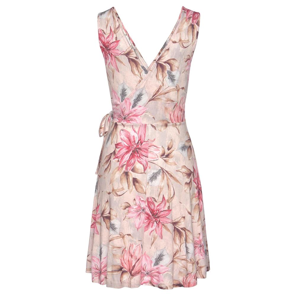 s.Oliver Druckkleid mit Bindeschleife seitlich bequemes Wickelkleid Sommerkleid Vatertagsangebot