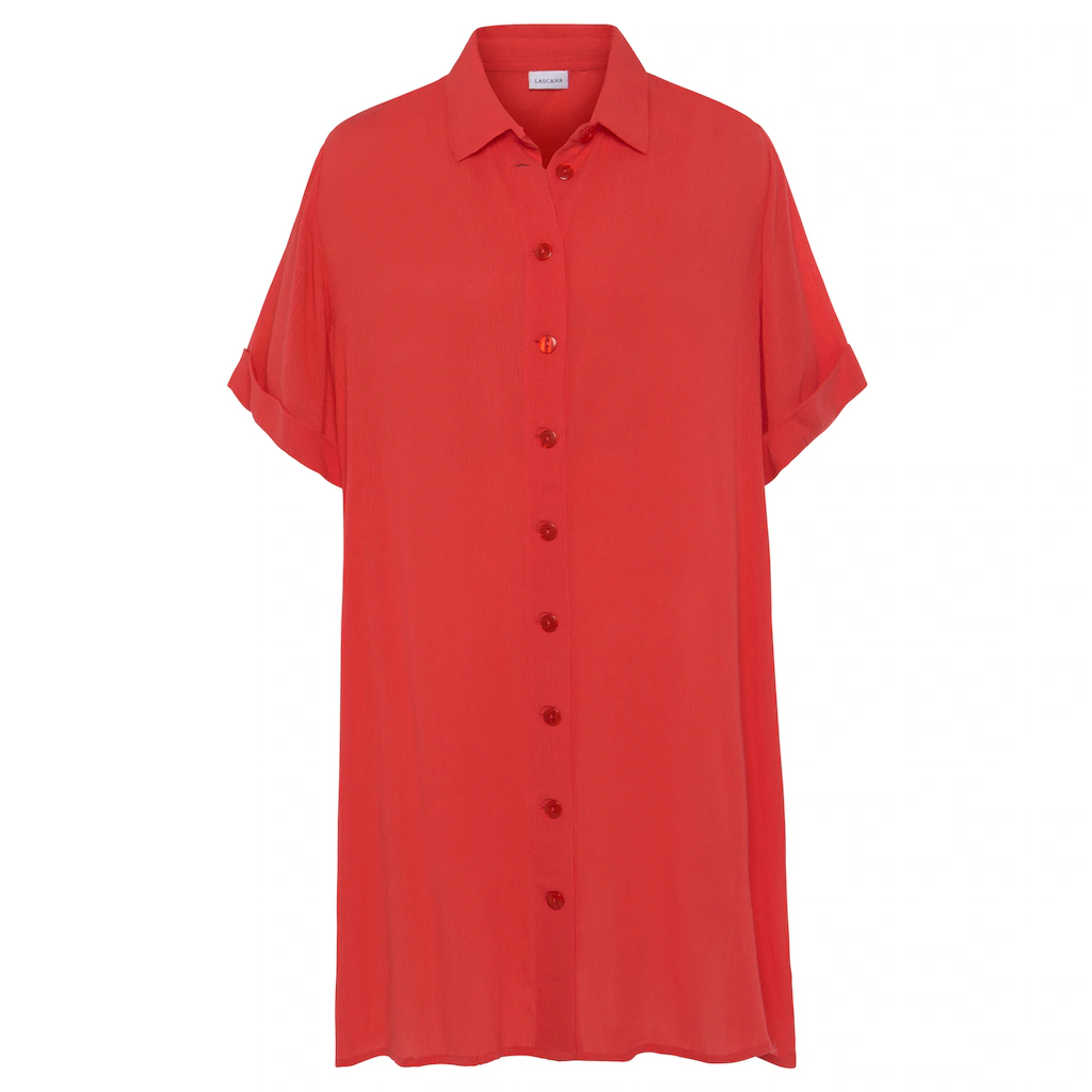 LASCANA Longbluse mit Knopfleiste Kurzarmbluse Blusenkleid sommerlich Heißer Verkauf