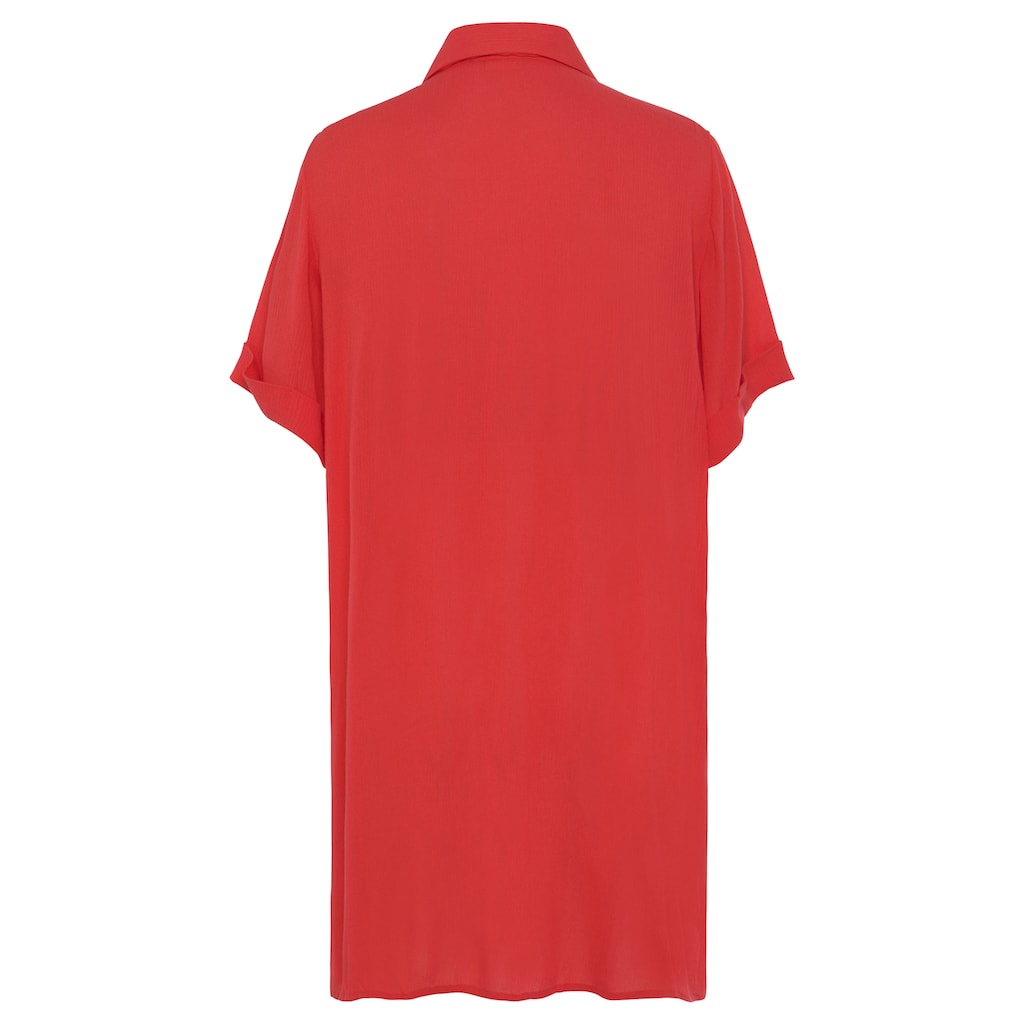 LASCANA Longbluse mit Knopfleiste Kurzarmbluse Blusenkleid sommerlich Heißer Verkauf