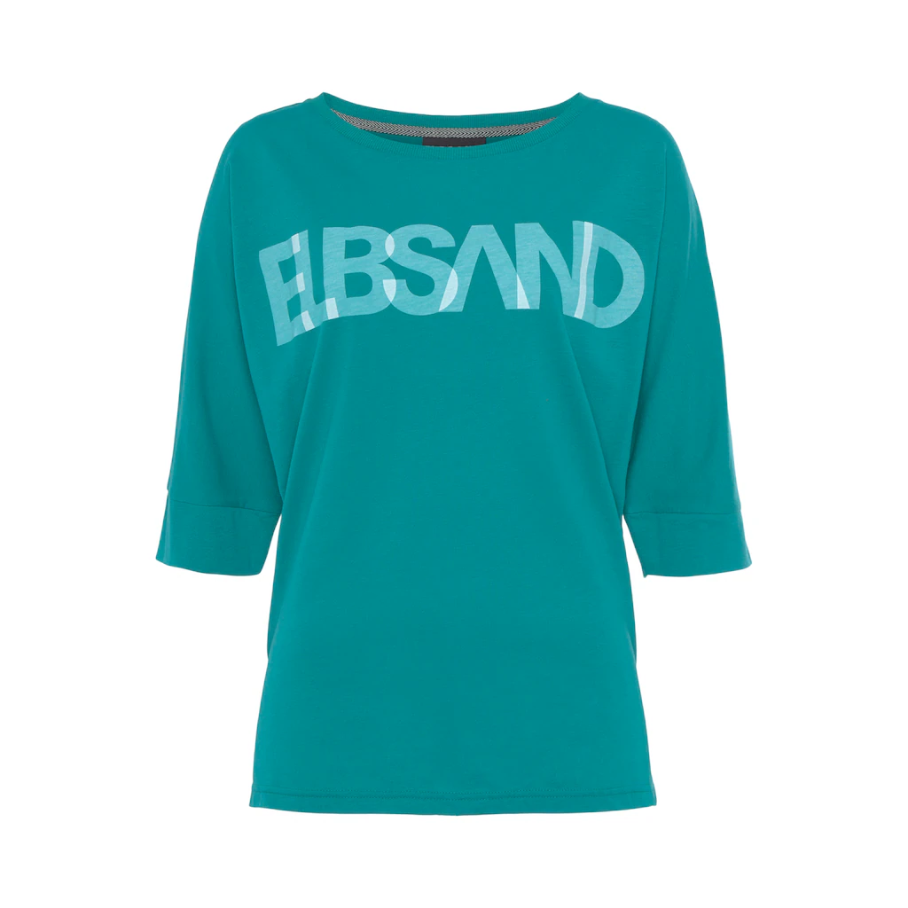 Elbsand 3/4-Arm-Shirt mit Logodruck Baumwoll-Mix lockere Passform Große Rabatte