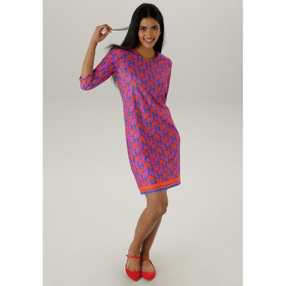 Aniston SELECTED Jerseykleid mit ausdrucksvollem Retro-Muster Allover - NEUE KOLLEKTION JETZT KAUFEN
