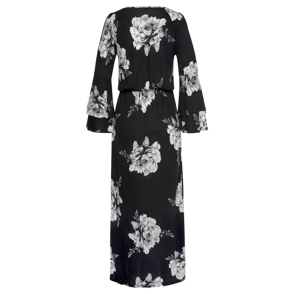 LASCANA Maxikleid mit Blumenprint und Schulter-Cut-Outs Sommerkleid mit Schlitz Zeitbegrenzte Promotion