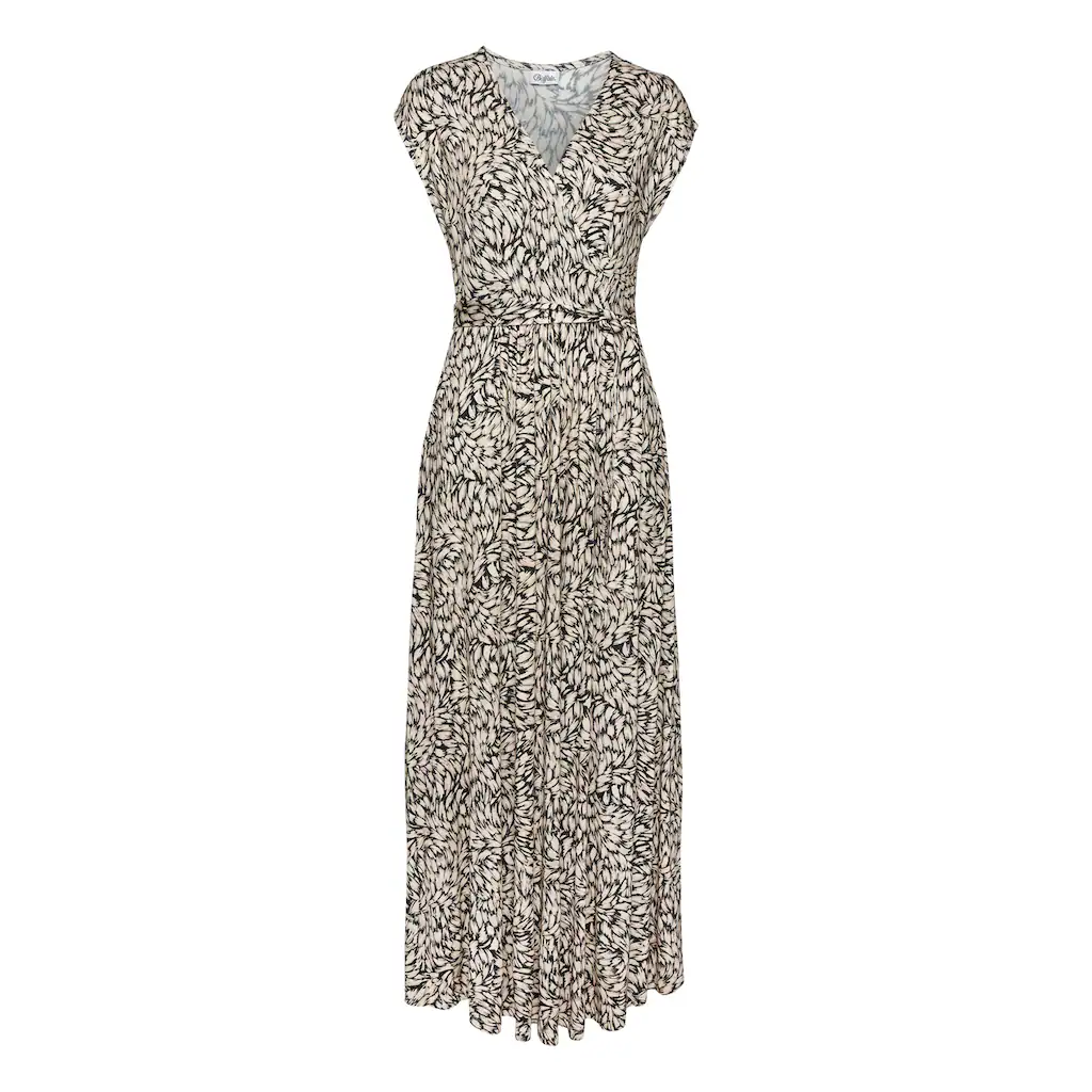 Buffalo Maxikleid (mit Bindegürtel) mit Alloverdruck Sommerkleid mit Taschen Strandkleid Nur für heute