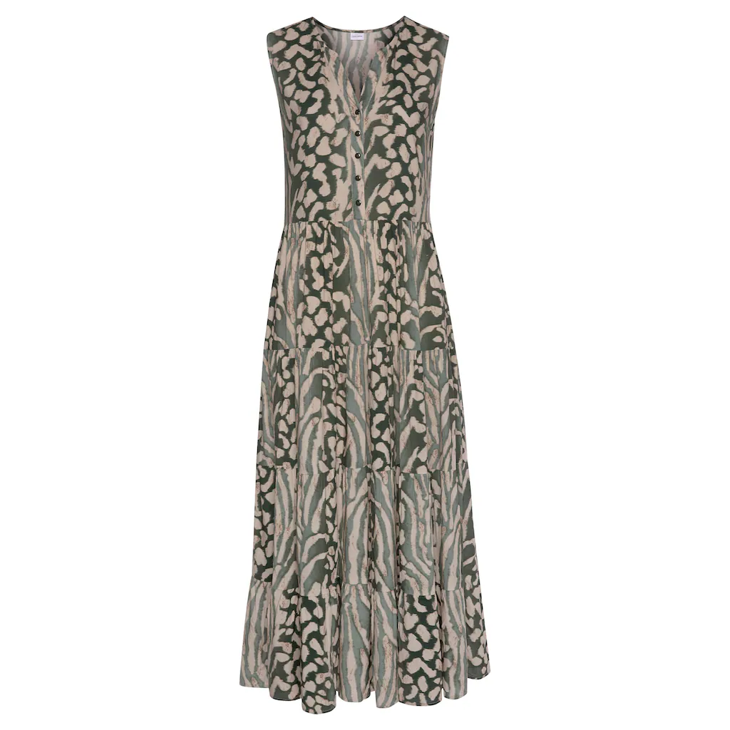 LASCANA Maxikleid mit Animalprint und Knopfleiste Sommerkleid Strandkleid Online