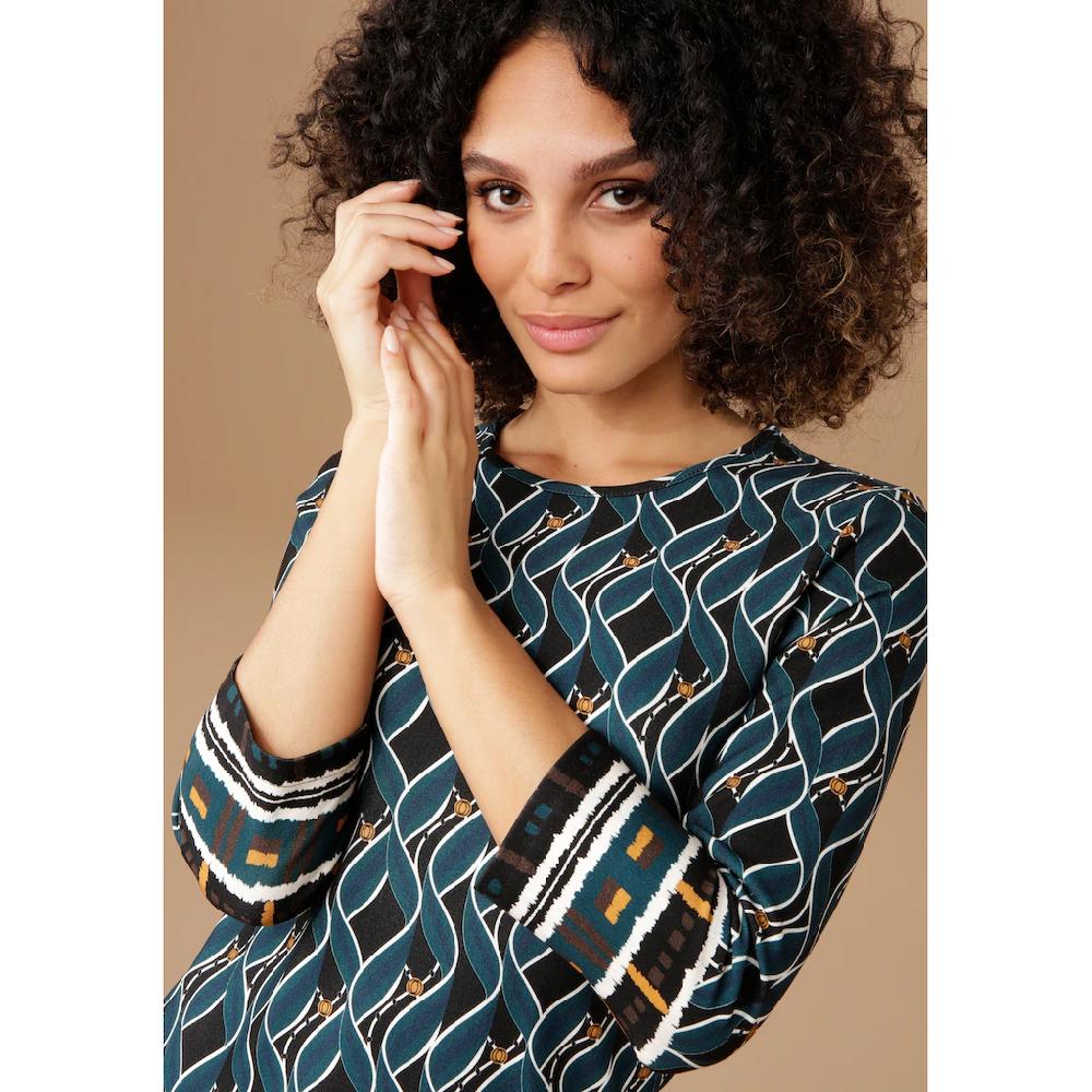 Aniston SELECTED Jerseykleid im Retro-Dessin im Angebot
