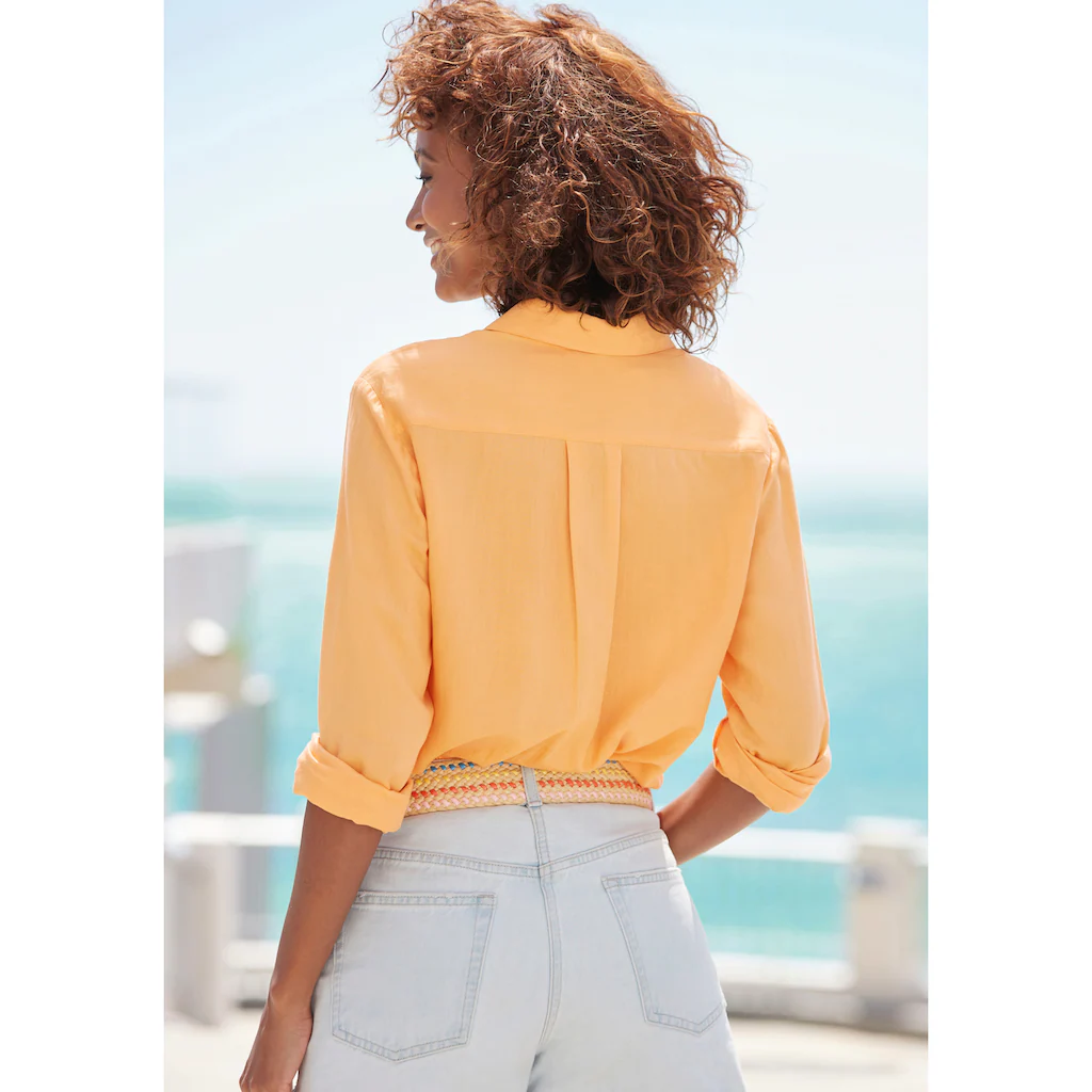 LASCANA Hemdbluse aus Leinenmix Damenbluse mit Hemdkragen und Knopfleiste Fabrikpreis