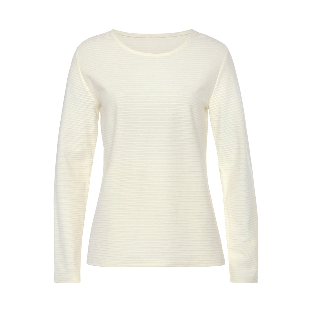 LASCANA Langarmshirt »mit Streifenstruktur« aus weicher Baumwoll-Qualität Cyber Monday