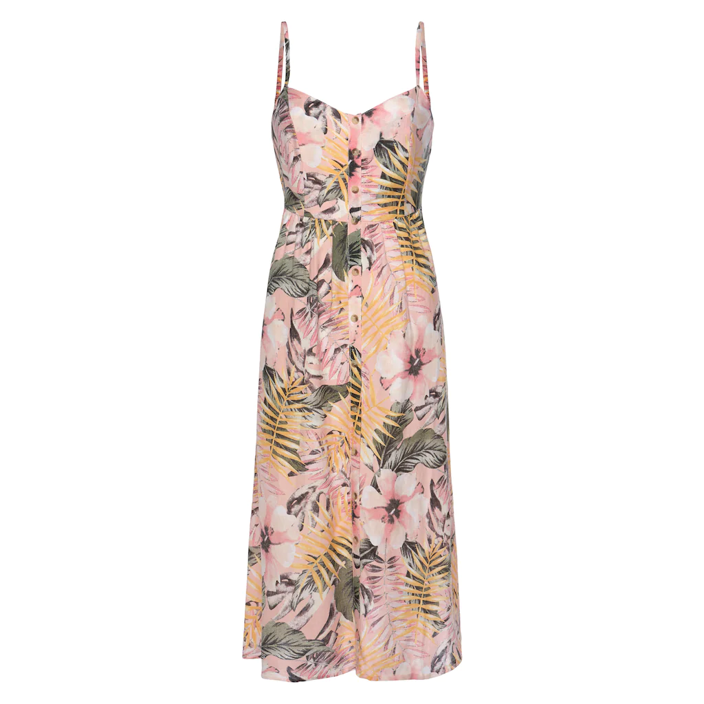 LASCANA Sommerkleid aus Leinenmix Midikleid mit Knopfleiste vorne Strandkleid Heißer Verkauf