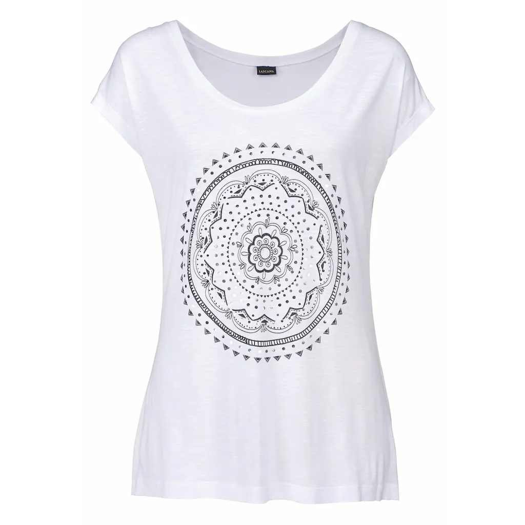 LASCANA Strandshirt mit Print und glänzendem Effekt Ethno-Look casual Online Outlet